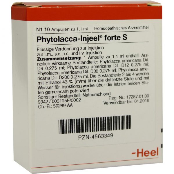 PHYTOLACCA INJEEL forte S - FIALE 10 X 1,1 ML