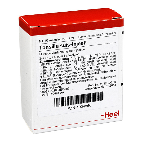TONSILLA SUIS Injeel  confezione da 10 fiale da 1,1 ml