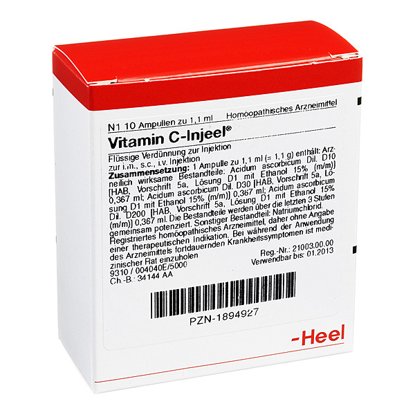 VITAMIN C Injeel - FIALE 10 X 1,1 ML