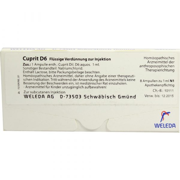 Cuprit D6 8X1 ml fiale