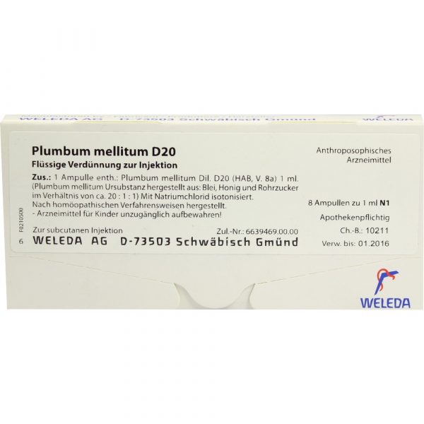 Plumbum Mellitum D20  8x1 ml fiale
