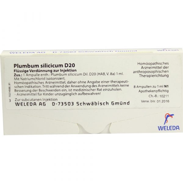 Plumbum Silicicum D20  8X1 ml fiale