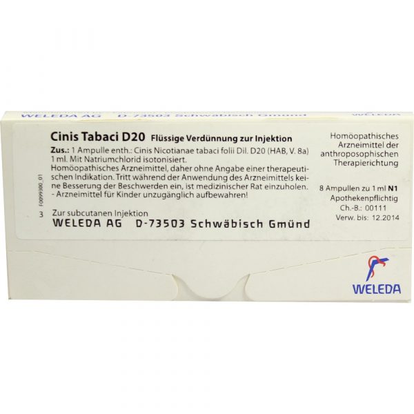Cinis Tabaci D20 8X1 ml fiale