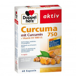 Doppelherz Curcuma 750 con curcumina e vitamina D3 1000 U.I vegetariano 60 capsule