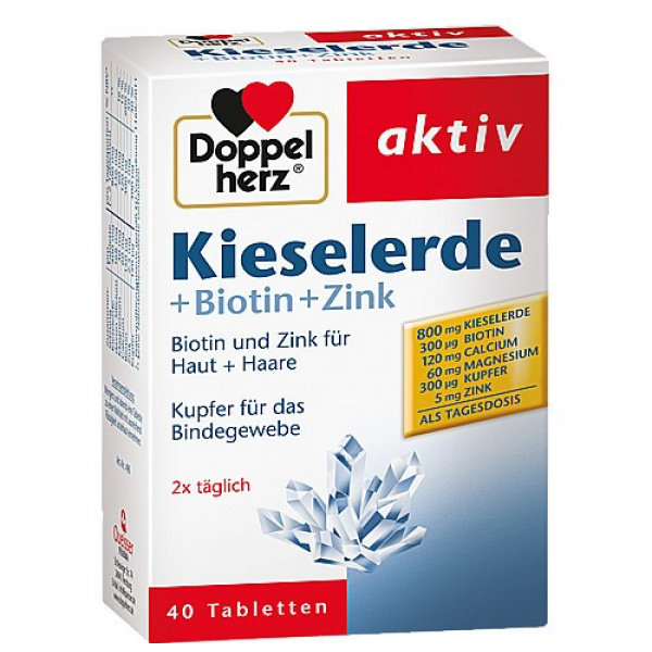 DoppelHerz Kieselerde (silice) + Biotin + Zink - 40pz