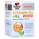 DoppelHerz Vitamanina D3 2000  + K2 vegan confezione da 120 compresse