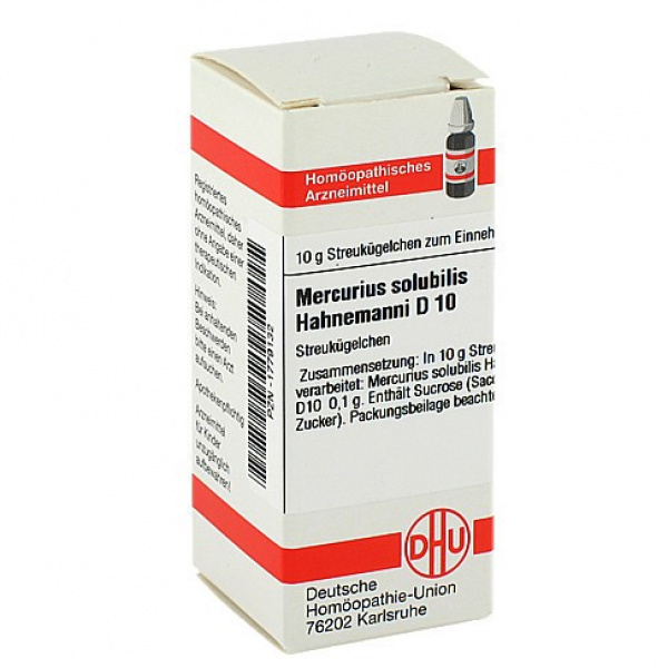 MERCURIUS SOLUBILIS HAHNEMANNI D10 GLOBULI 10 G