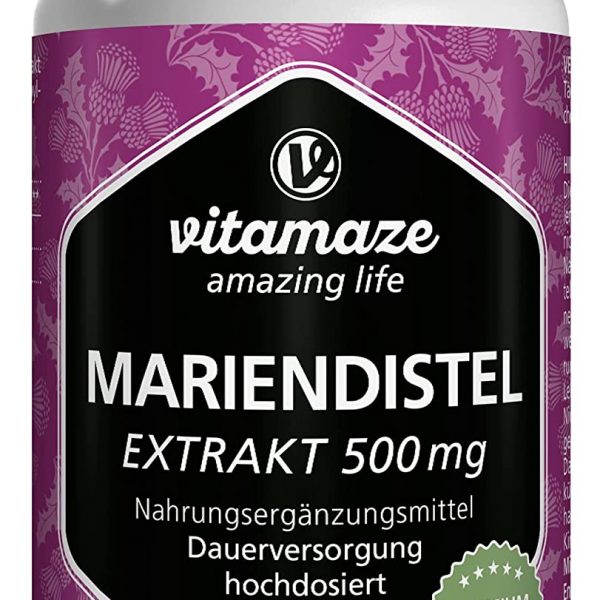 Mariendistel 500 mg Extrakt hochdosiert vegan  90 stk  (Estratto di cardo mariano 500 mg vegano ad alto dosaggio 90 pz)