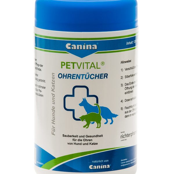 Canina Petvital Ohrentücher salviette umidificate 120 pezzi