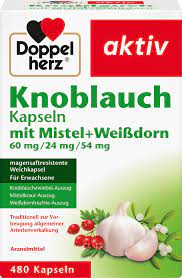 Doppel herz Knoblauch mit Mistel+Weibdorn  Aglio con vischio e biancospino 480 capsule